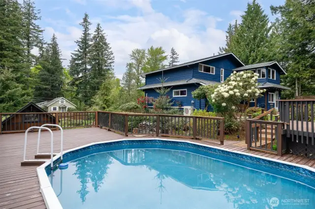 There is plenty of room for chaise lounge chairs at the end of this pool to soak up the rays between swims.