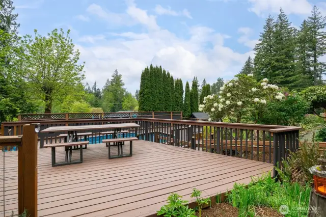 There is a lovely sitting deck that is separate from the pool area.