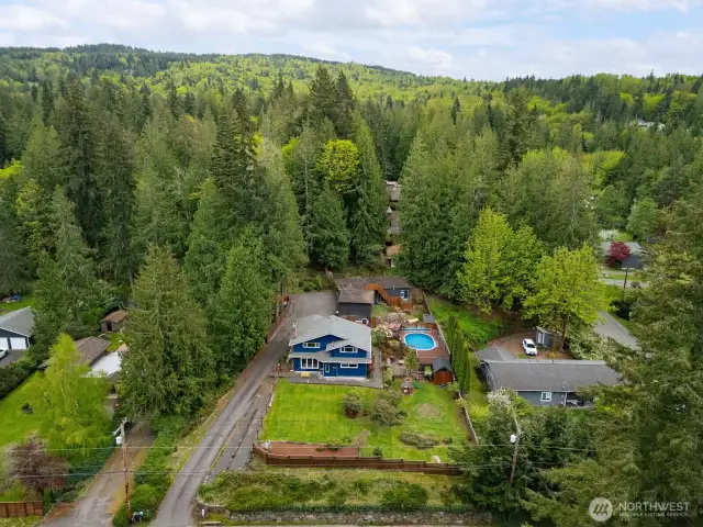 Looking down on the property which measures 120' x 199'.