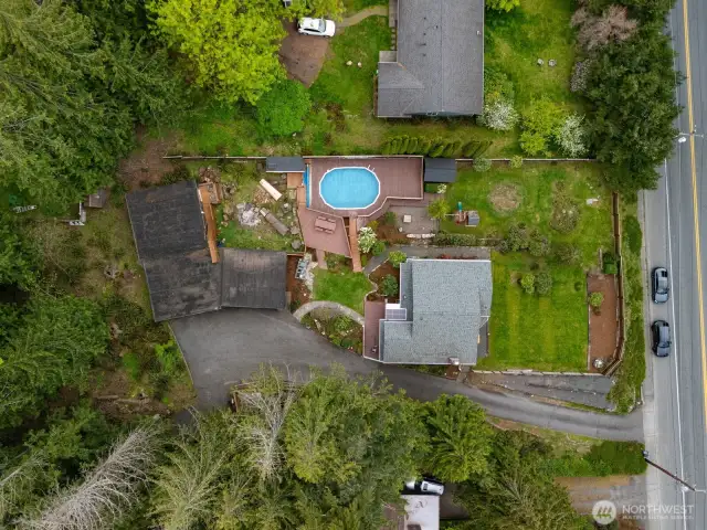 Looking down on the property and all the amenities. This is truly a special property...especially if you like to swim and ride a mountain bike!