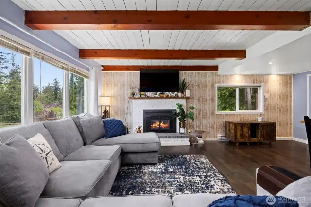 Another view of the spacious living and dining area.