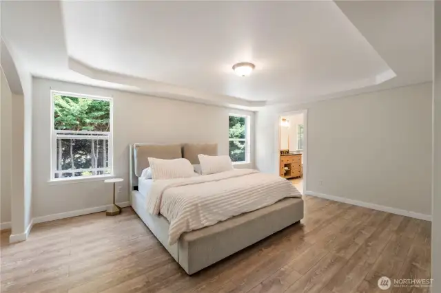 The primary suite is gigantic with plenty of space for all of your bedroom furniture.