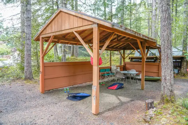 Covered shelter for rainy days