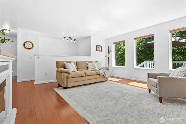 The floors upstairs are engineered hardwood.