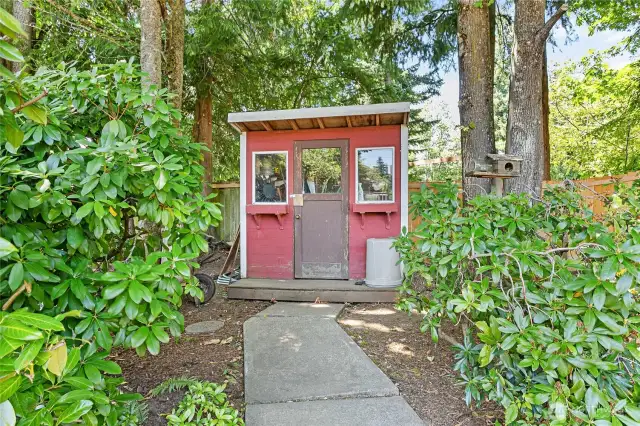 Shed in the backyard for tool storage (or bring your chickens)!