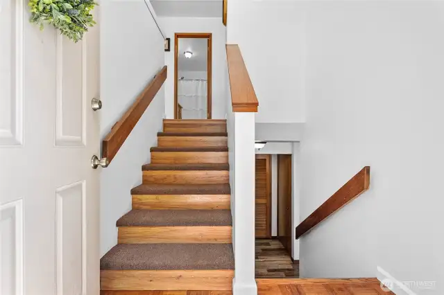 The entryway is light and bright