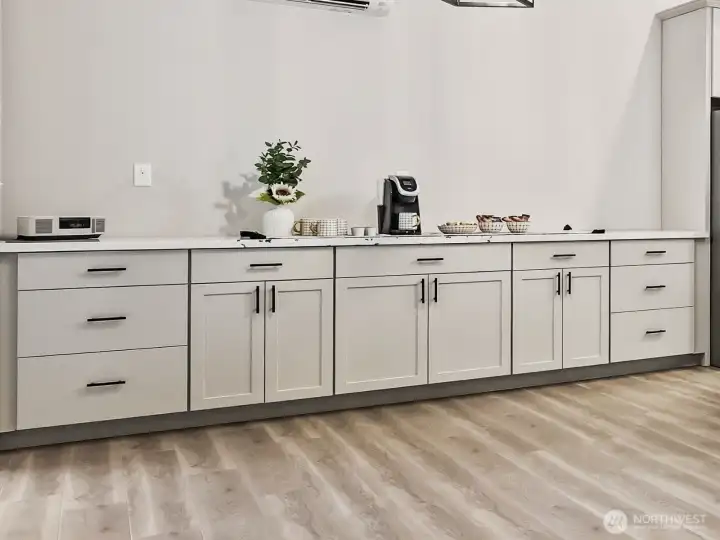 Custom build buffet area, perfect for wine or coffee bar.