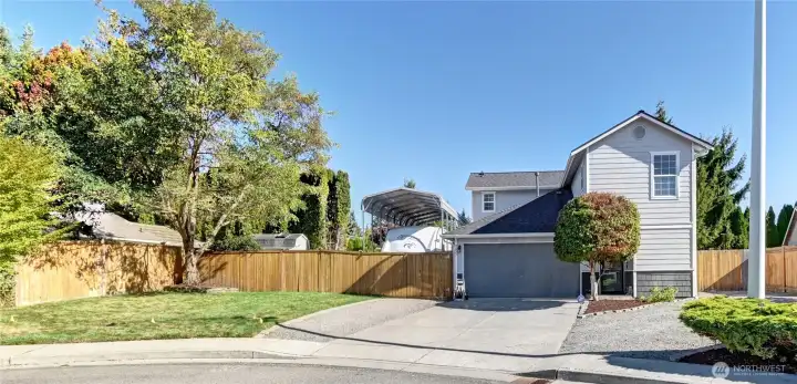 Large front side yard