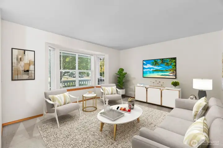 This is a virtually staged photo of the front living room.
