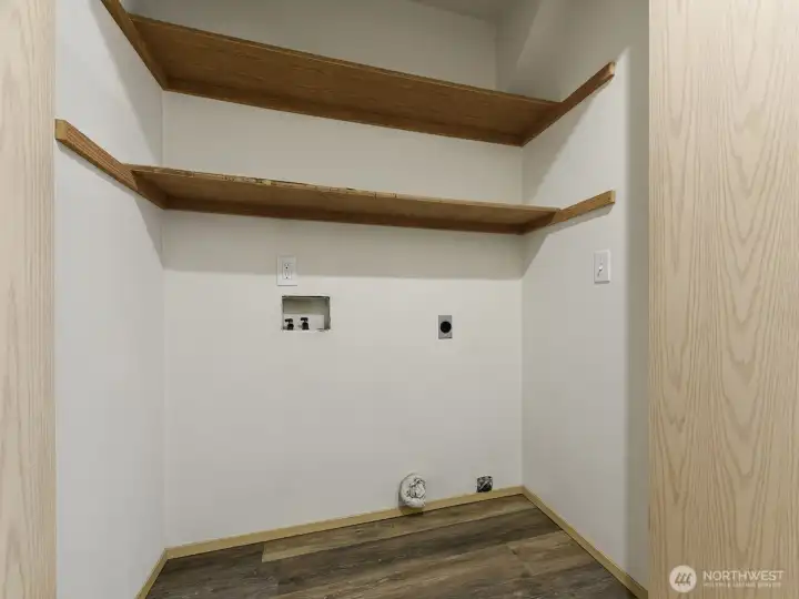 Laundry on main floor, right across from 1/2 bath on the way to the garage.