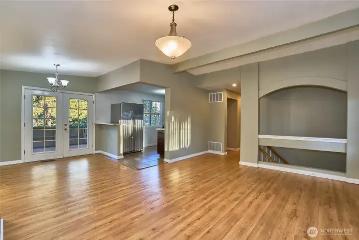 Another view of the Living Room and Dining Room leading into the Kitchen.