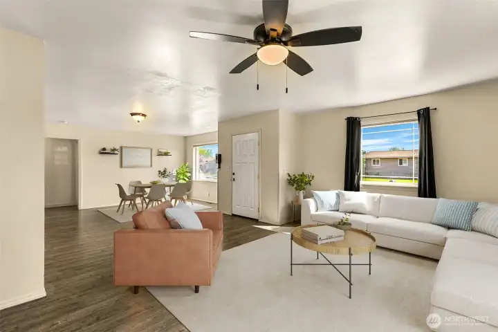 Large living and dining area