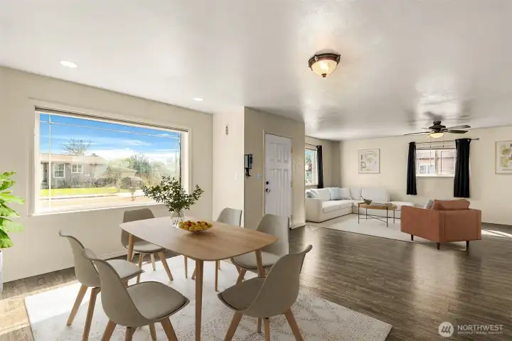 Dining area lots of natural light