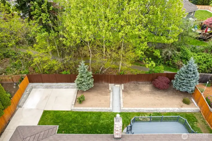 Back gate opens to walking trail
