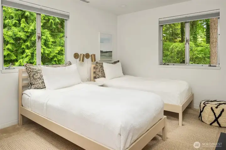 Kids bedroom with view of the grounds. Kids bedroom with view of the grounds.