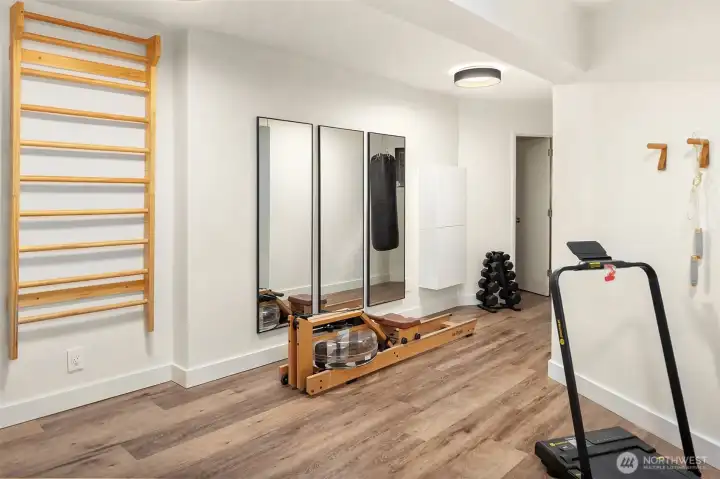Gym/bonus room with attached bathroom with shower. Gym/bonus room with attached bathroom with shower.