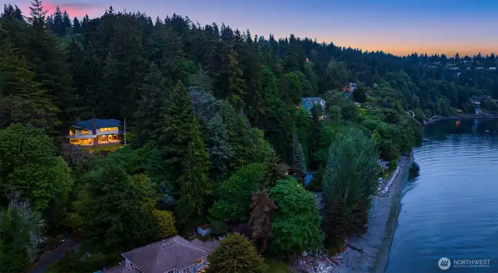 View of home and Three Tree Point in the evening. View of home and Three Tree Point in the evening.