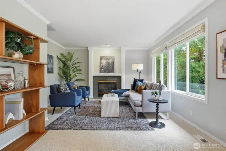 Cozy Family Room with Gas Fireplace