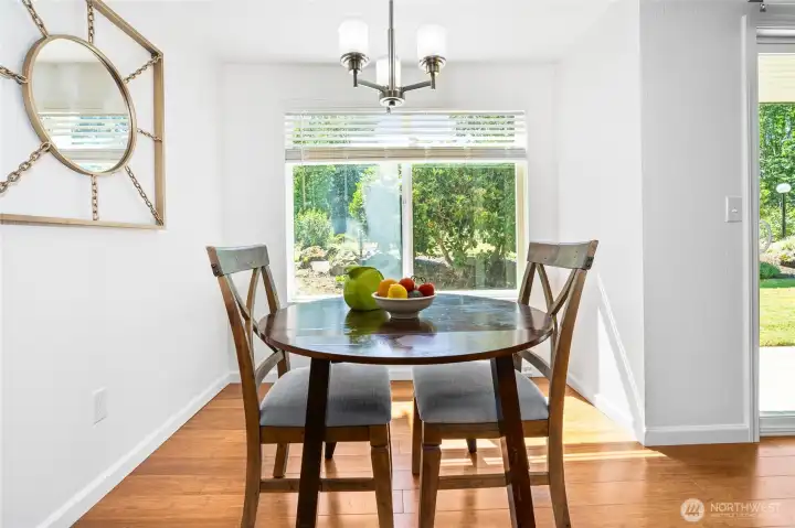 Dining nook facing south for all-day sunshine.