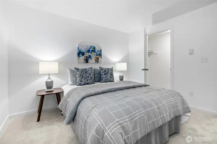 Room for a king-sized bed, with a walk-in closet.