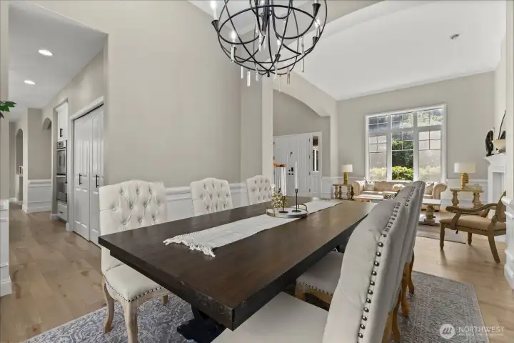 Spacious dining area with elegant table and natural light