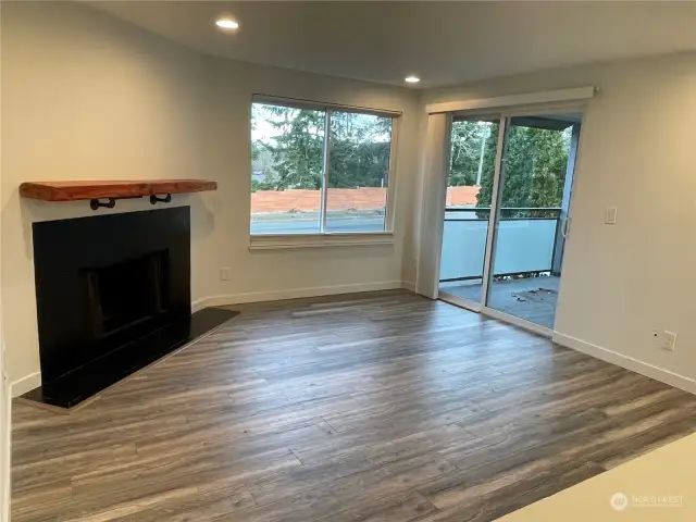 The great room also opens up to the deck, the perfect spot for a table and chairs to enjoy some covered, private outdoor space.