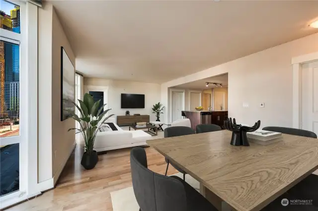 Another view from the dining area to the living room & kitchen.