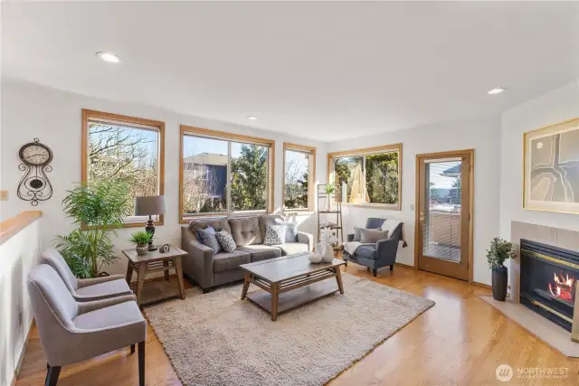 Re-freshed oak floors shine throughout the home.