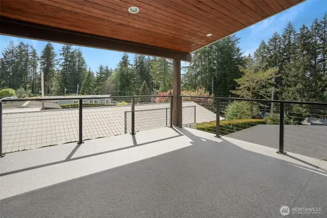 Deck off library/game table area. Note the beautiful natural stained T and G ceiling area!
