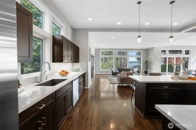 Another view of your amazing of your kitchen...check out the view thru the windows!