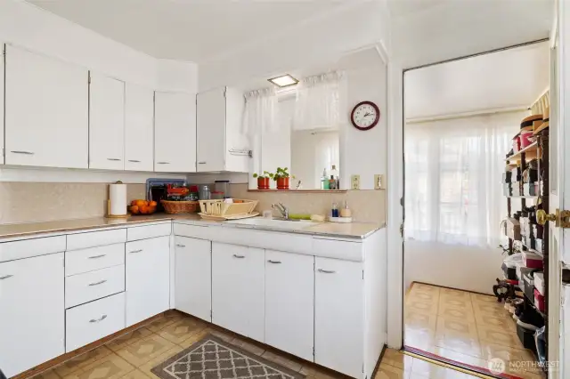 Kitchen is functional and ready for your new touches.