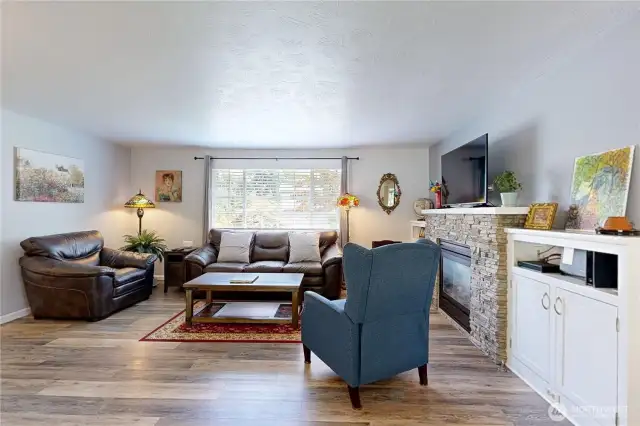 Living Room with built in bookcases