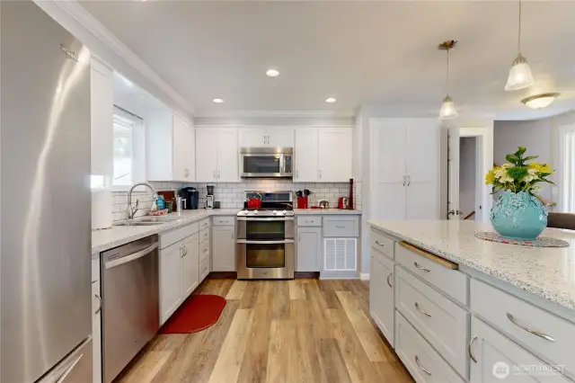 Kitchen with recessed lighting