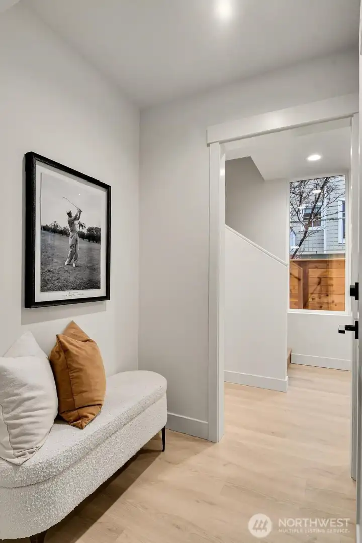 Ground level walkthrough closet to garage