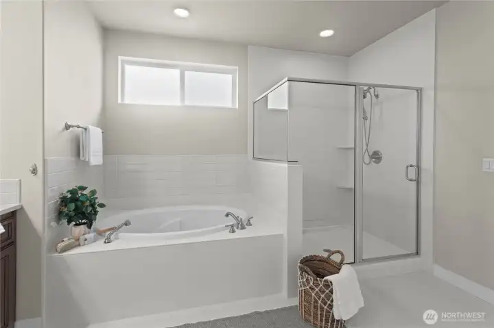 Primary bathroom - separate tub & walk-in shower