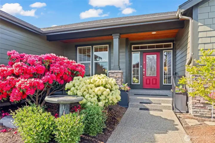 Photo of front landscaping from last year when in bloom