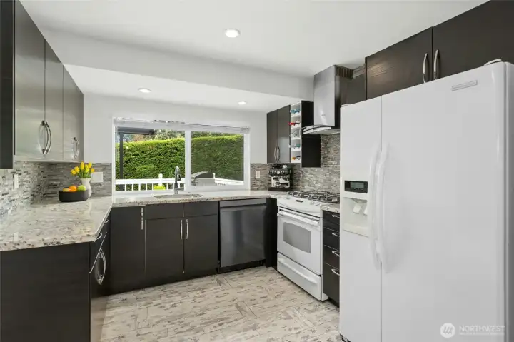 Backyard views in kitchen