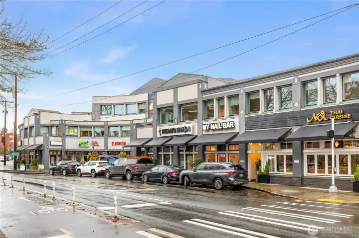 Several restaurants and shops right outside your door.