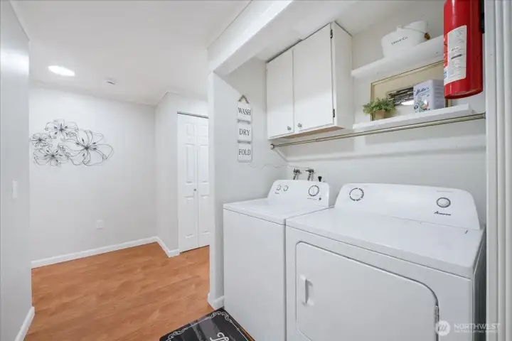 To the left you would head down the hall to the bed and bath room. To the right you would access the garage, extra room and backyard.