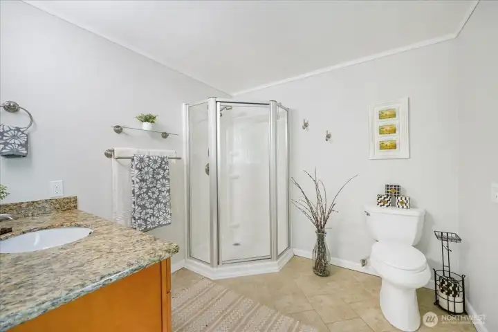 3/4 bath and you could add a bath shower or full size shower with room to spare