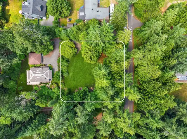 Arial view of half acre lot
