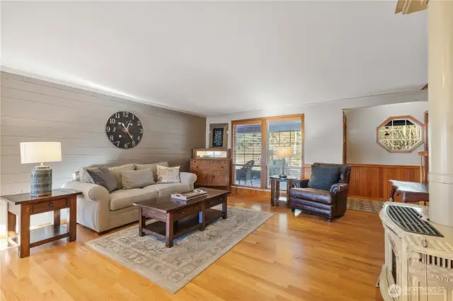 Living room with propane stove