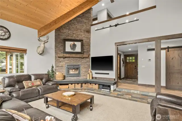 Stay cozy year round by the wood burning stove