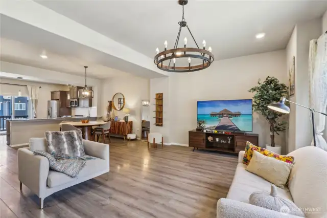 Living Room with Plank flooring