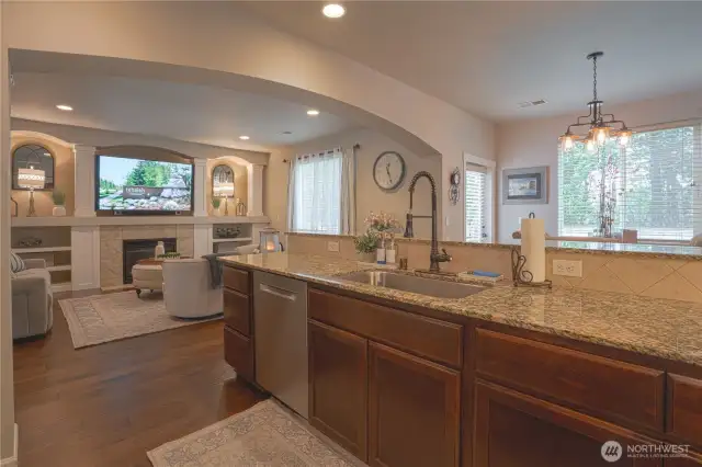 Kitchen is open to the Living Room and Dining Room