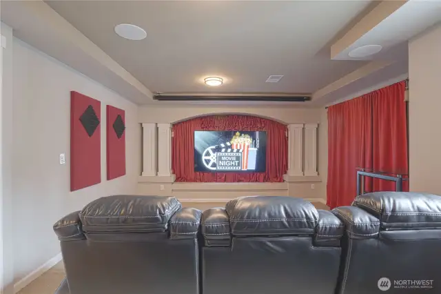 Staying: Media Room projector screen, tv wall mount bracket, 4 in ceiling speakers, projector mount in wall wiring