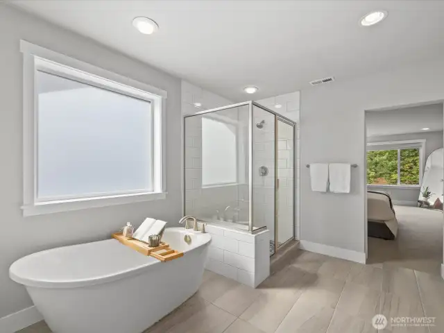 Primary Bathroom with Soaking Tub and Shower