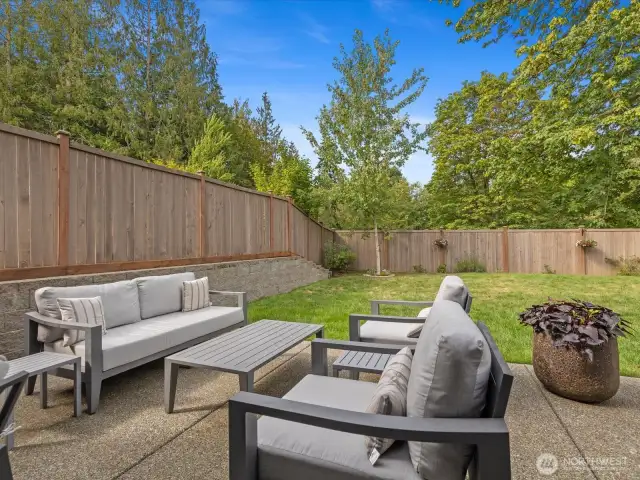 Fully Fenced Yard backing up to Green Space