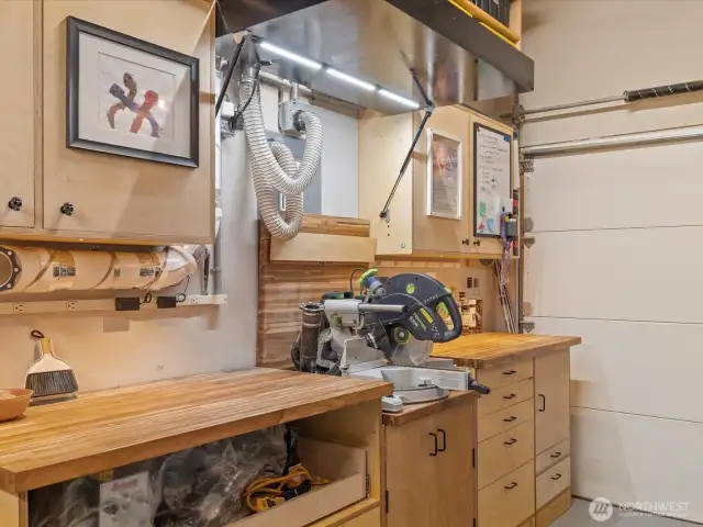 Custom Built Wood Shop in 3rd Bay of Garage