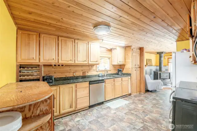 Remodeled Kitchen From Hallway, Lots Of Countertop Space For Meal Prepping